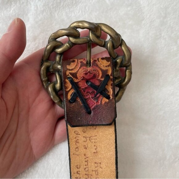 FOX & FLUEVOG 1970s Handmade Leather Belt with Brass Buckle - Picture 9 of 11